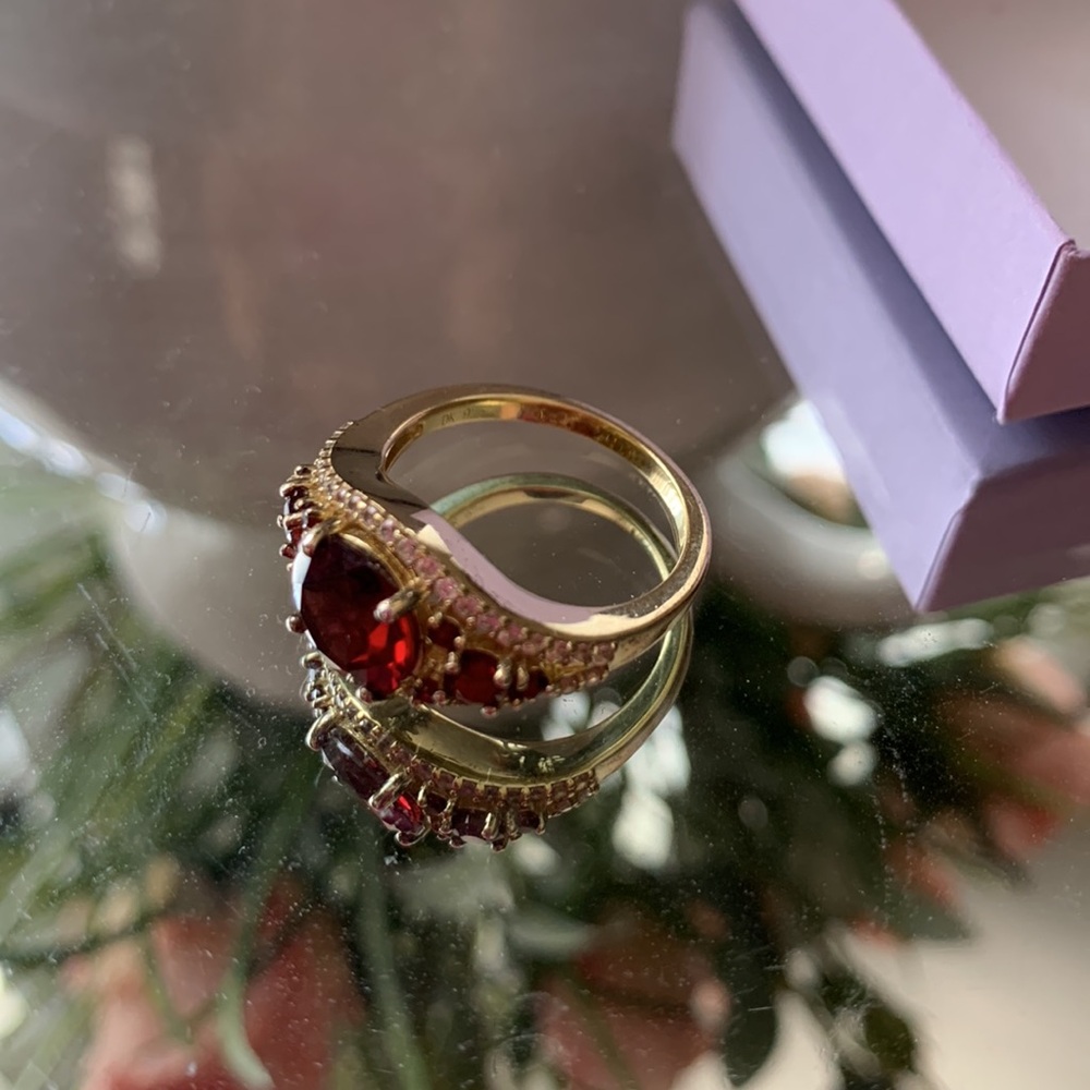 Genuine Garnet Gold Ring size 8